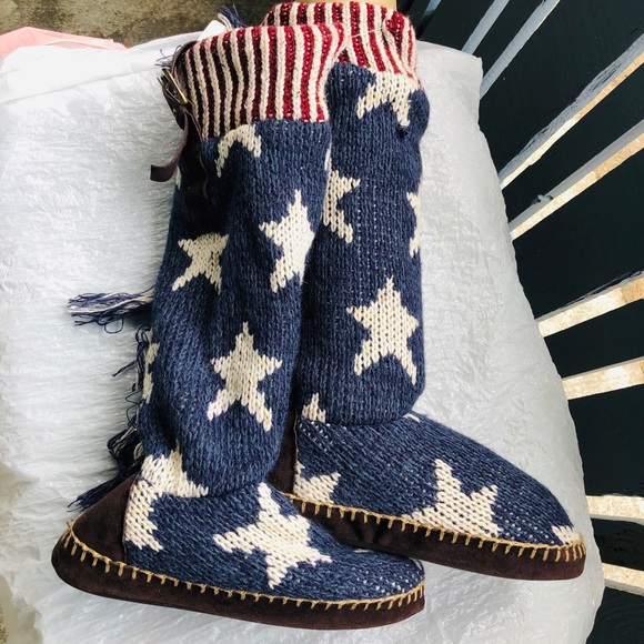 MUK LUKS Women's Navy Tall Slipper Boot Small 5-6 - Picture 8 of 8